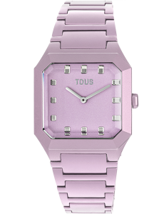 Reloj analógico TOUS Karat Squared con brazalete de aluminio anodizado en color rosa.
