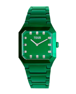 Reloj analógico con brazalete de aluminio verde Karat Squared